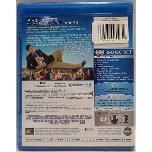 Cedar Rapids (Blu-ray Disc, 2011, 2-Disc Set, Includes Digital Copy) - Picture 2 of 2